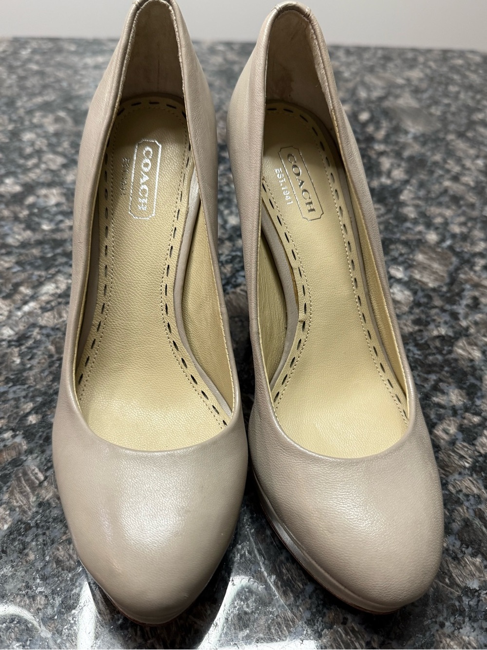 COACH Taupe Leather Round-Toe Pumps